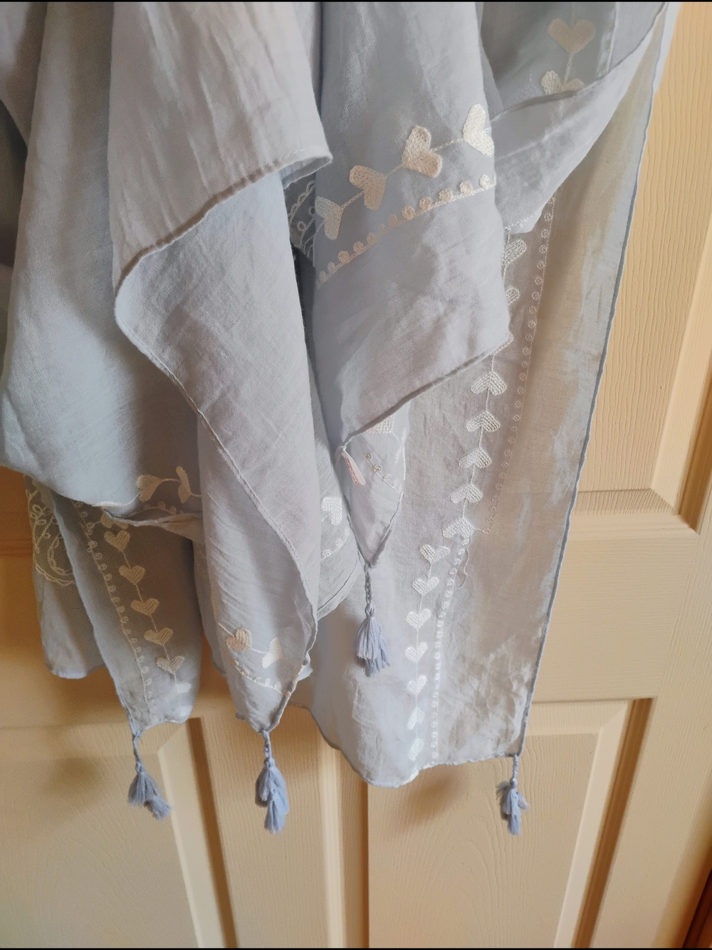 Light Blue Embroidered Tassel Sarong